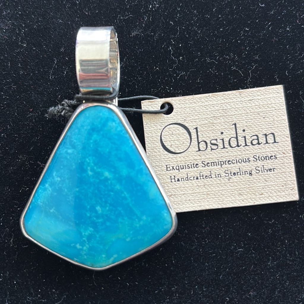 Obsidian Turquoise Pendant Handcrafted In Sterling Silver
